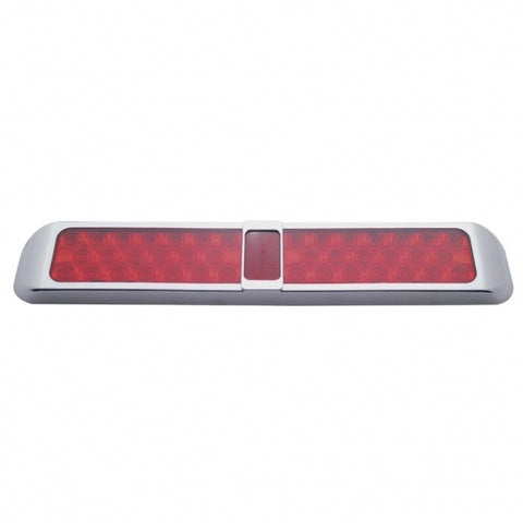  40 RED LED RECTANGULAR S/T/T LIGHT W/ CHROME PLASTIC FLUSH MOUNT BEZEL - RED LENS