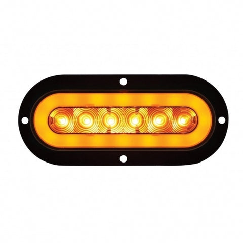 22 AMBER LED 6" OVAL S/T/T & P/T/C "GLO" LIGHT - FLANGE - AMBER LENS