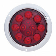 STAINLESS STEEL 12 RED LED 4" S/T/T DEEP DISH LIGHT - RED BUBBLE LENS