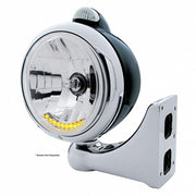 BLACK "GUIDE" HEADLIGHT W/ AMBER DUAL FUNCTION TOP MOUNT LIGHT - 10 AMBER LED CRYSTAL HALOGEN
