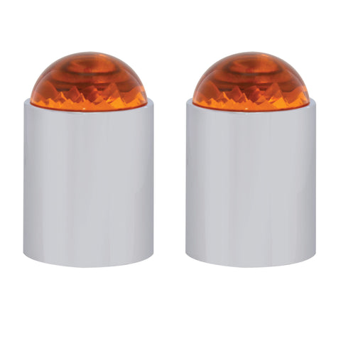 Dome Lens Bumper Guide Top w/ Chrome Base - Amber (2 Pack)