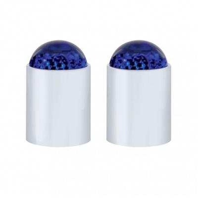 Dome Lens Bumper Guide Top w/ Chrome Base - Blue (2 Pack)