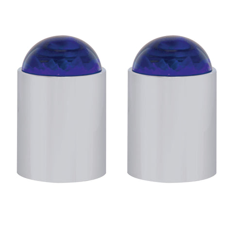 Dome Lens Bumper Guide Top w/ Chrome Base - Blue (2 Pack)