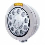 S.S. "BULLET" PETERBILT 11 HIGH POWER LED HEADLIGHT W/ 4 AMBER LED SIGNAL LIGHT - AMBER LENS