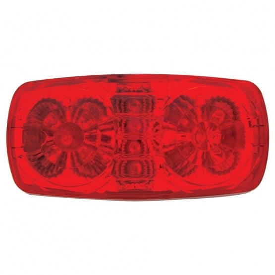 14 RED LED RECTANGULAR "TIGER EYE" CLEARANCE/MARKER LIGHT W/ REFLECTOR - RED LENS 