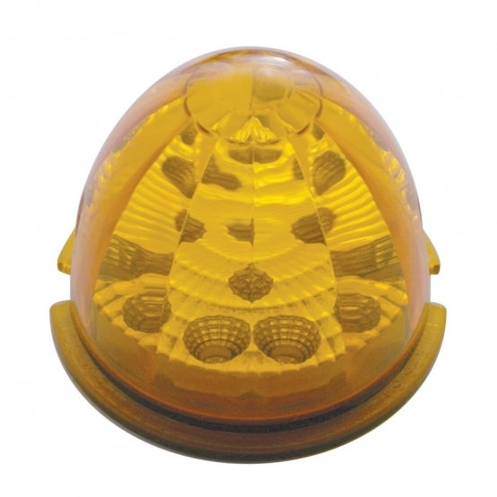 ROUND REFLECTOR CAB LIGHT W/ 17 AMBER LED WATERMELON LENS - AMBER LENS 