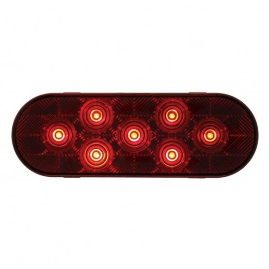 7 LED 6” OVAL S/T/T LIGHT - RED LED/RED LENS