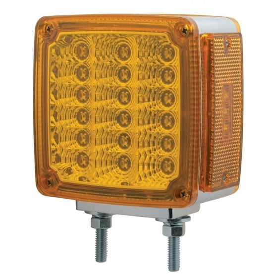 18 x 2 AMBER LED + 3 AMBER LED SQUARE TURN SIGNAL LIGHT W/ REFLECTOR - AMBER LENS