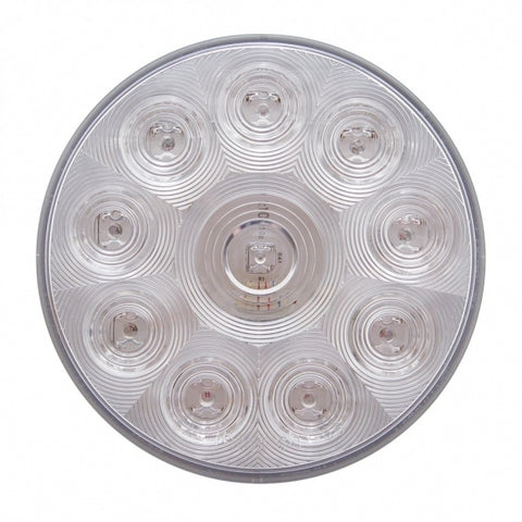 10 RED LED 4" ROUND S/T/T LIGHT - CLEAR LENS 