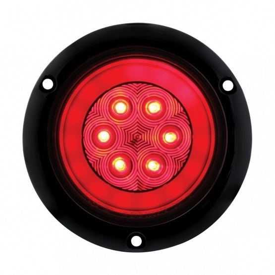 21 RED LED 4" S/T/T & P/T/C "GLO" LIGHT - FLANGED - RED LENS