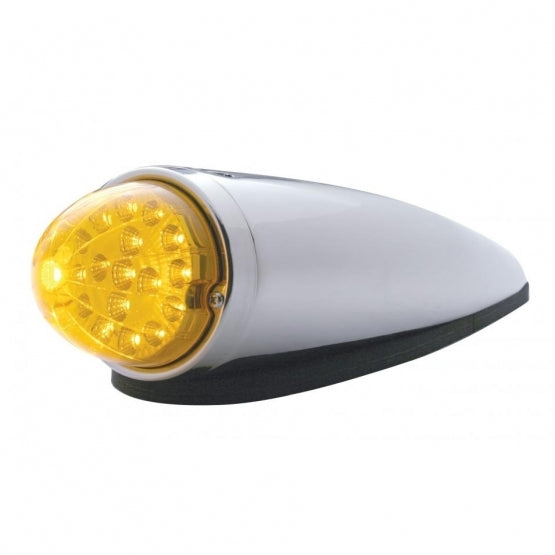 17 AMBER LED CLEAR STYLE ROUND REFLECTOR CAB LIGHT W/ CHROME PLASTIC HOUSING - AMBER LENS