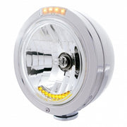 S.S. "BULLET" PB HEADLIGHT W/ AMBER/CLEAR SINGLE FUNCTION SIGNAL LIGHT - 10 AMBER LED CRYSTAL HALOGEN