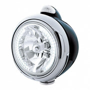 BLACK "GUIDE" HEADLIGHT W/ AMBER/CLEAR DUAL FUNCTION TOP MOUNT LIGHT - 34 WHITE LED CRYSTAL HALOGEN