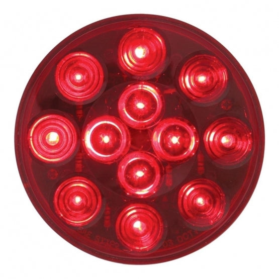 12 RED LED 4" S/T/T LIGHT - RED BUBBLE LENS