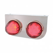  TWO 9 LED DUAL FUNCTION STAINLESS “GLO” LIGHT BRACKET - RED LED / CLEAR LENS
