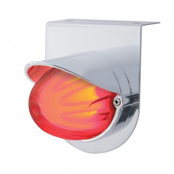  9 LED DUAL FUNCTION STAINLESS “GLO” LIGHT BRACKET WITH VISOR - RED LED / CLEAR LENS