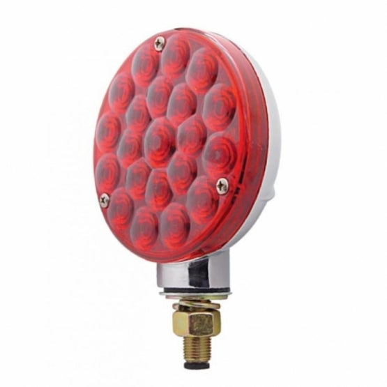 CHROME SIGNAL FACE 21 RED LED AUXILIARY SIGNAL LIGHT - RED BUBBLE LENS