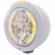 S.S. PB "BULLET" PB HEADLIGHT W/ AMBER/CLEAR SIGNAL LIGHT - 34 AMBER LED CRYSTAL HALOGEN