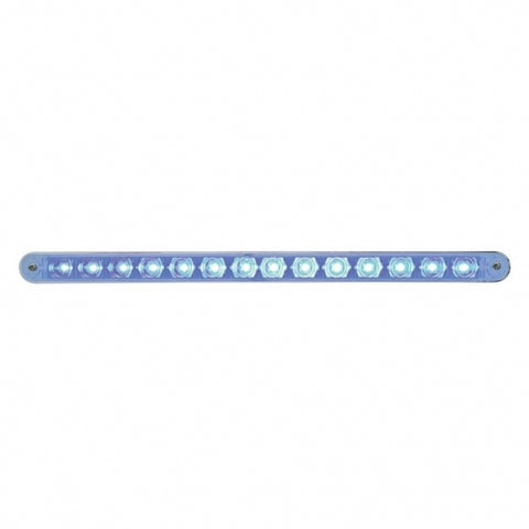 14 LED 12" LIGHT BAR W/ CHROME PLASTIC BEZEL - BLUE LED/CLEAR LENS