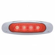 4 RED LED REFLECTOR MARKER LIGHT W/ CHROME PLASTIC BEZEL - RED LENS