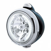 BLACK "GUIDE" HEADLIGHT W/ AMBER/CLEAR TOP MOUNT LIGHT - 34 WHITE LED CRYSTAL HALOGEN