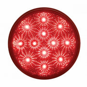 12 RED LED 4" ROUND S/T/T LIGHT W/ CHROME REFLECTOR - RED LENS