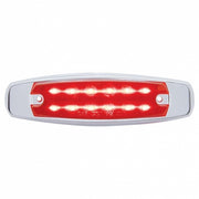 12 RED LED PETERBILT RECTANGULAR CLEARANCE/MARKER LIGHT W/ STAINLESS STEEL BEZEL - RED LENS 