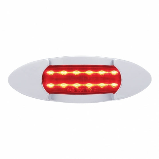 12 RED LED PETERBILT MARKER LIGHT W/ CHROME " MAVERICK" BEZEL - RED LENS