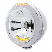 S.S. "BULLET" PB HEADLIGHT W/ AMBER/CLEAR DUAL FUNCTION SIGNAL LIGHT - 10 AMBER LED CRYSTAL HALOGEN