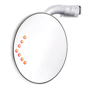 4" Curved Arm Peep Mirror w/Convex Mirror Glass And LED Turn Signal