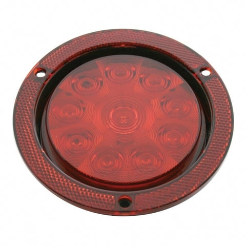 10 RED LED 4" STOP, TURN & TAIL LIGHT W/ REFLEX FLANGE - RED LENS