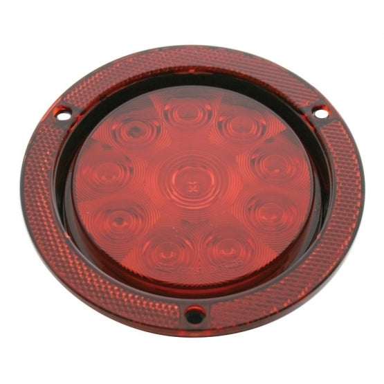 10 RED LED 4" STOP, TURN & TAIL LIGHT W/ REFLEX FLANGE - RED LENS