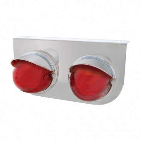 TWO 9 LED DUAL FUNCTION STAINLESS “GLO” LIGHT BRACKET WITH VISOR - AMBER LED / AMBER LENS