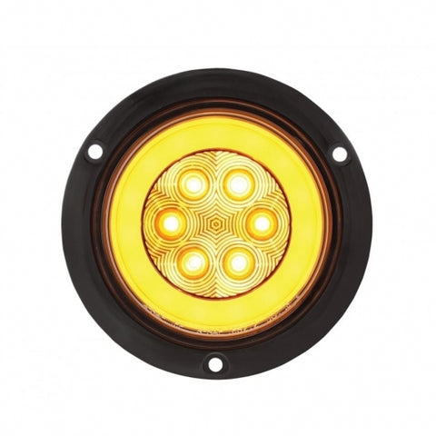 21 LED 4" S/T/T & P/T/C "GLO" LIGHT - FLANGED - AMBER LED / CLEAR LENS