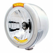 S.S. PB "CLASSIC" HALF-MOON PB HDLT W/ AMBER SIGNAL LIGHT - 10 AMBER LED CRYSTAL HALOGEN