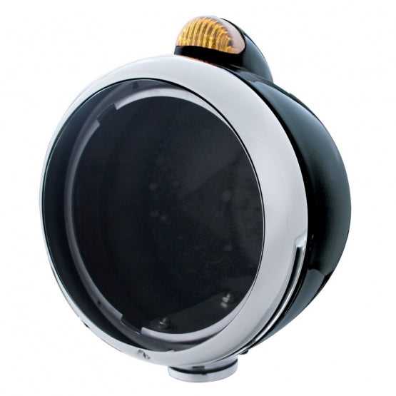 BLACK "GUIDE" HEADLIGHT WITH 5 AMBER LED DUAL FUNCTION TOP MOUNT LIGHT - AMBER LENS
