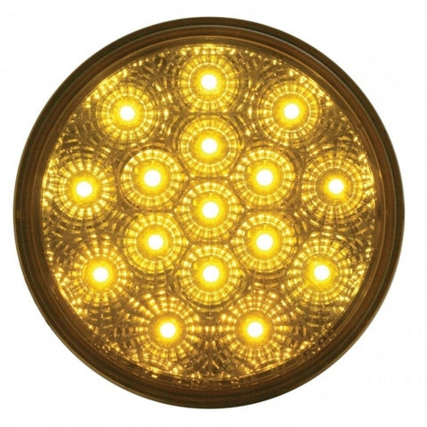 16 AMBER LED 4" P/T/C LIGHT W/ CHROME REFLECTOR - AMBER LENS 