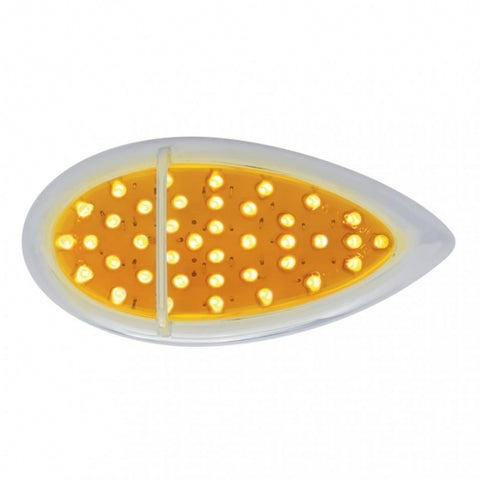 39 AMBER LED "TEARDROP" P/T/C LIGHT W/ CHROME FLUSH MOUNT SINGLE BAR DESIGN BEZEL - AMBER LENS