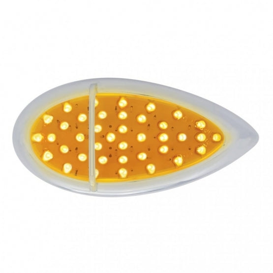 39 AMBER LED "TEARDROP" P/T/C LIGHT W/ CHROME FLUSH MOUNT SINGLE BAR DESIGN BEZEL - AMBER LENS