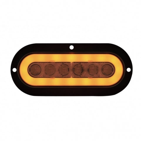 22 AMBER LED 6" OVAL S/T/T & P/T/C "GLO" LIGHT - FLANGE - AMBER LENS