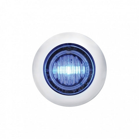 STAINLESS STEEL 3 BLUE LED MINI CLEARANCE/MARKER LIGHT - CLEAR LENS