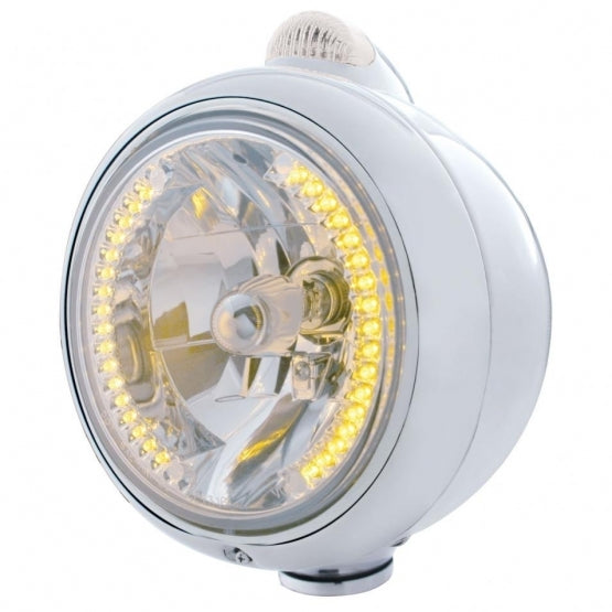 S.S. "GUIDE" HEADLIGHT W/ AMBER/CLEAR DUAL FUNCTION TOP MOUNT LIGHT - 34 AMBER LED CRYSTAL HALOGEN