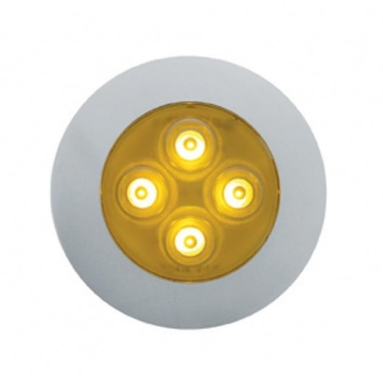 CHROME PLASTIC 4 AMBER LED AUXILIARY LIGHT W/ BEZEL - CLEAR LENS