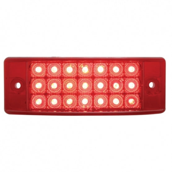 21 RED LED RECTANGULAR CLEARANCE/MARKER REFLECTOR LIGHT - RED LENS 