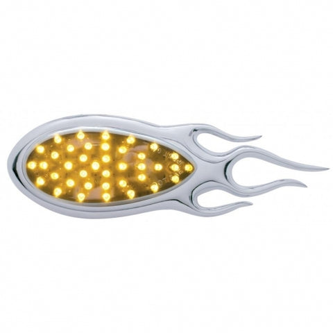  39 AMBER LED "TEARDROP" AUXILIARY/UTILITY LIGHT W/ CHROME "INFERNO" BEZEL - CHROME LENS 